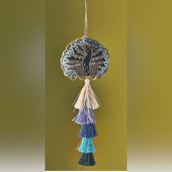 Anthropologie Tassel Ornament Peacock NWT - Picture 1 of 4